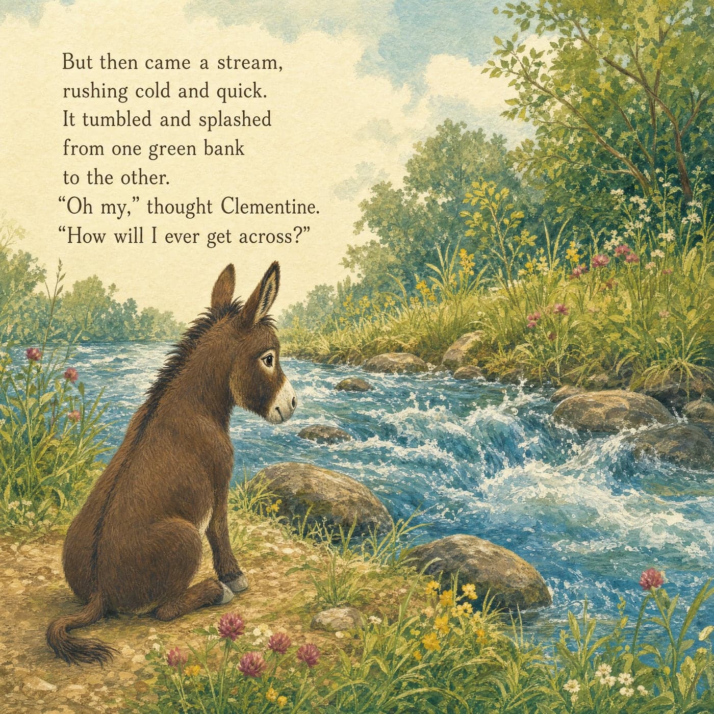And the same page again starring a donkey — because the hero of this book is whichever animal is yours.